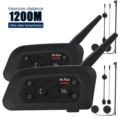 2X Motorcycle Helmet Intercom Duplex System 1500M for Snowmobile/ATV/Dirt Bike