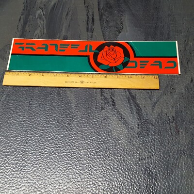 Vintage GRATEFUL DEAD Red & Green Rose Logo Bumper Sticker Decal - Unused