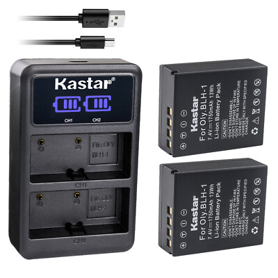 Kastar Fully Decoded Battery LCD Dual Charger for Olympus BLH1 OM-D E-M1 Mark II