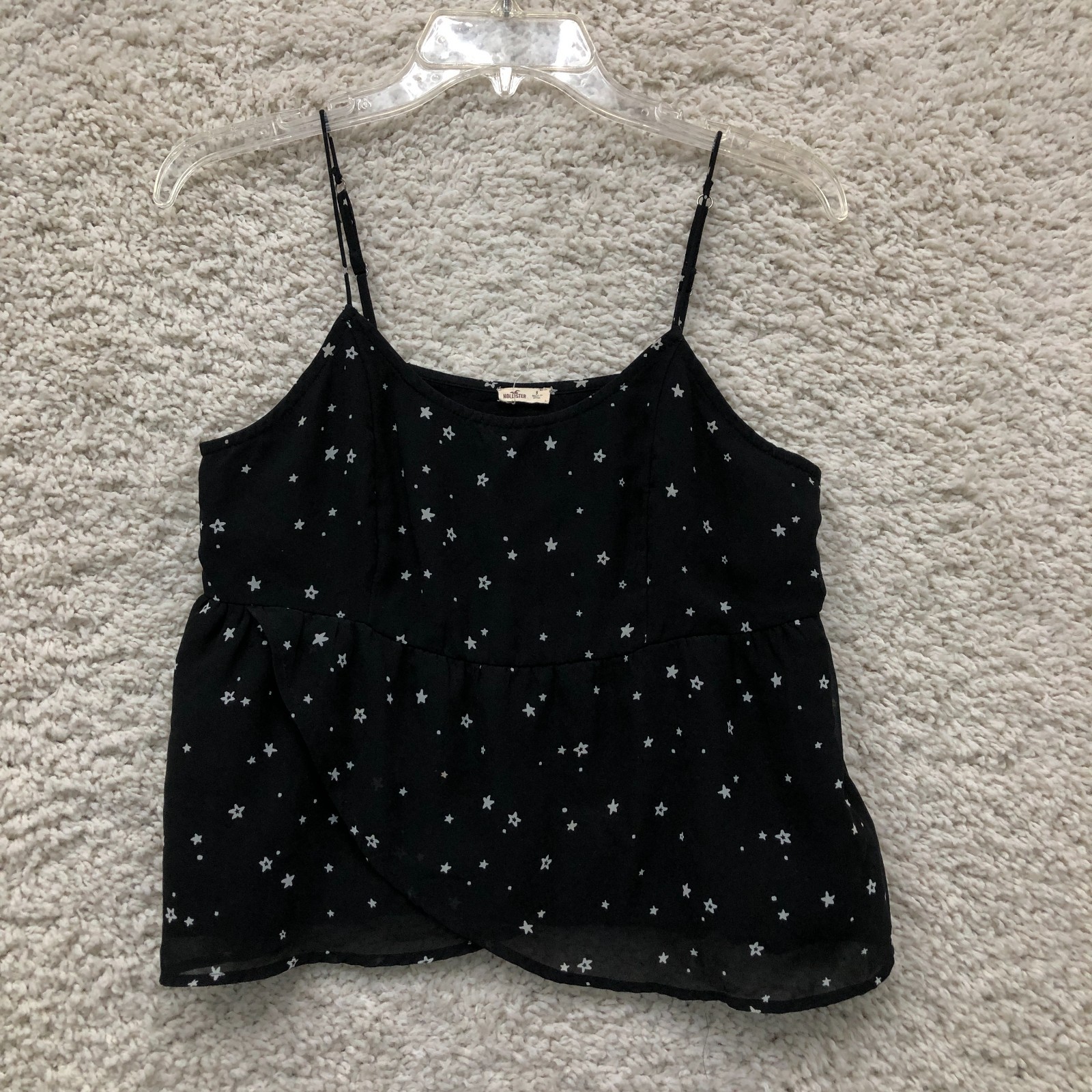 Hollister Tank Top Shirt Small Adult Black Peplum Camisole Star Sleeveless Women
