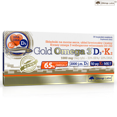 GOLD OMEGA 3 D3 + K2 - Fatty Acids EPA DHA - VITAMIN D3 - VITAMIN K2 - VITAMIN E