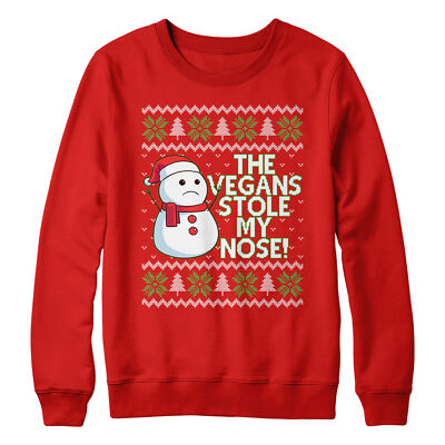 The Vegans Stole My Nose Christmas Sweatshirt Funny Vegetarian Snowman Gift I...