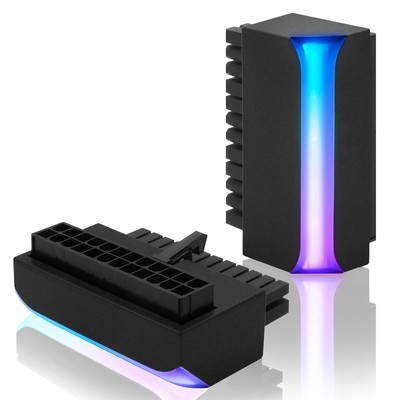 ATX 24-pin 90 Degree Power Connector 5V 3 Pin ARGB Rainbow Female to Male Pow...