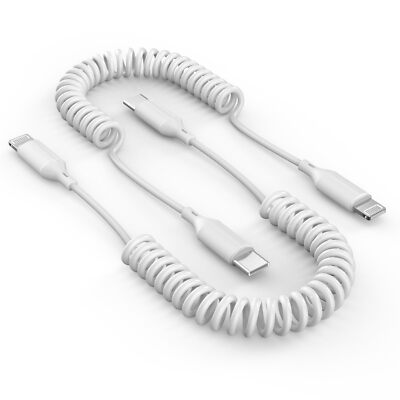 USB Type C to Lightning Cable 6FT 2Pack, [Apple MFi Certified] Coiled iPhone ...