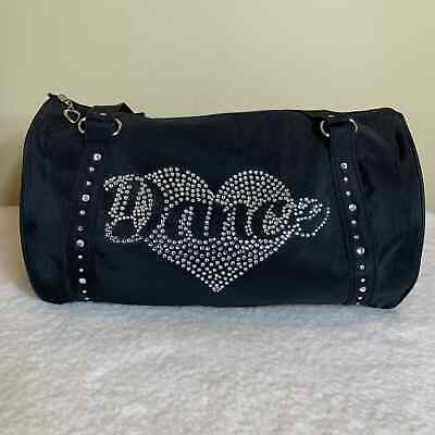 Dance Bag Girls Kids Black Bedazzled Embellished Jewels Tote Bag Duffle Bag 