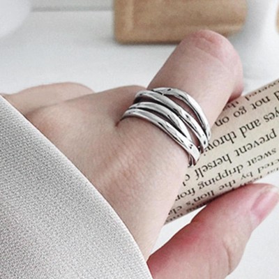 Multi Layer Winding Line Ring Adjustable Open Size Retro Baroque Chain Ring  *