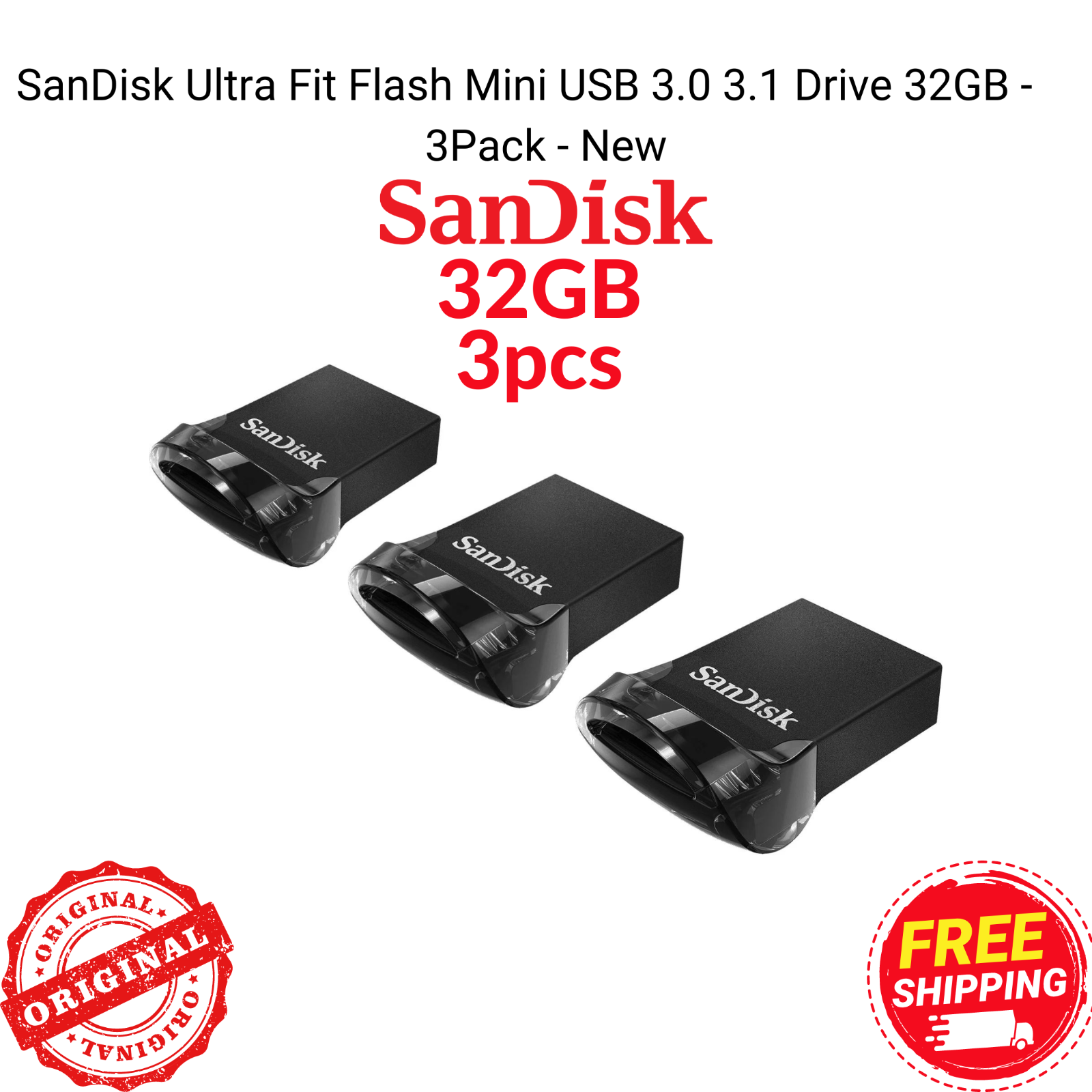 SanDisk Ultra Fit Flash Mini USB Drive 32G Flash Drive Memory Stick Pen 3PACK