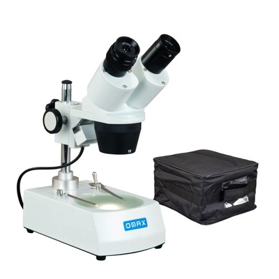 OMAX 20X-60X Student Binocular Stereo Microscope w Lights, Vinyl Carrying Case
