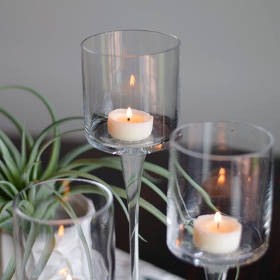 Nantucket Baby Long Stem Candle Holders, Set of 3, Crystal Clear Glass, 3 Inc...