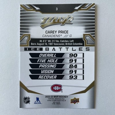 2022 Upper Deck MVP #3 Carey Price Ice Battles Gold