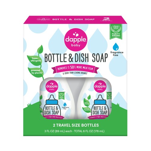 Dapple Baby Fragrance-Free Bottle & 3 Fl Oz (Pack of 2), Fragrance Free