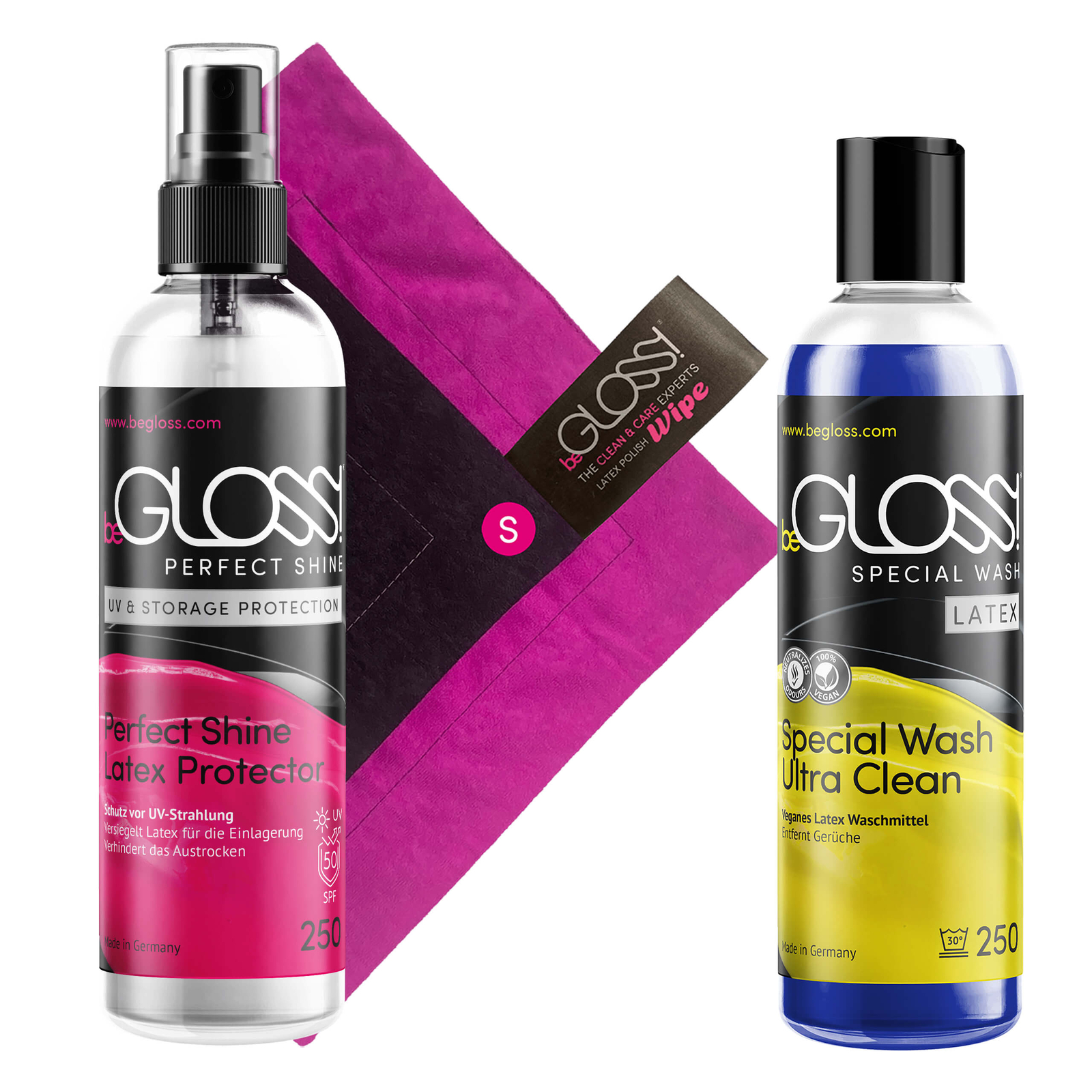 Latex Pflege + UV & Dry Protection Spray + WIPE + Special WASH LATEX 