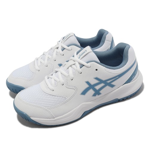 Детские молодежные теннисные кроссовки Asics GEL-Dedicate 8 GS White Gris Blue 1044A077-100