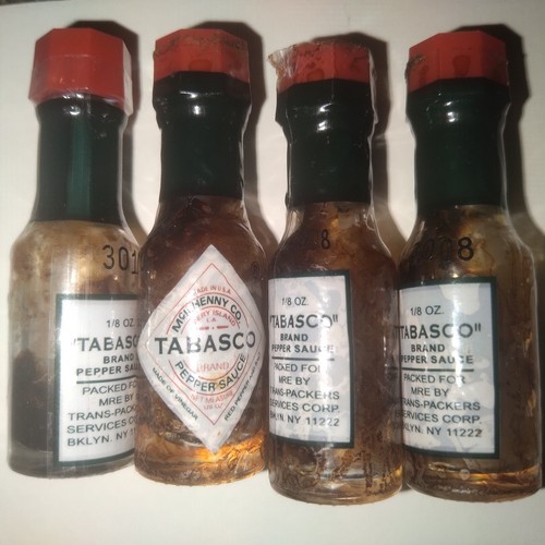 (4) Miniature Tabasco Sauce Bottle Vintage Advertising MciLHenny Co - 1/8 Oz New