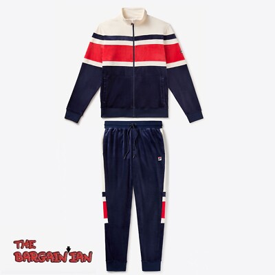 fila mens velour tracksuit sweatsuit set navy white velvet size m l xl 2xl nwt 285074194819