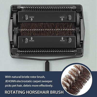 Commercial Manual Carpet Floor Sweeper Dual Roller Brush Residential Black