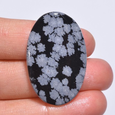 Natural Snowflake Obsidian Oval Shape Cabochon Gemstone 26.5 Ct 34X22X5 mm A-608