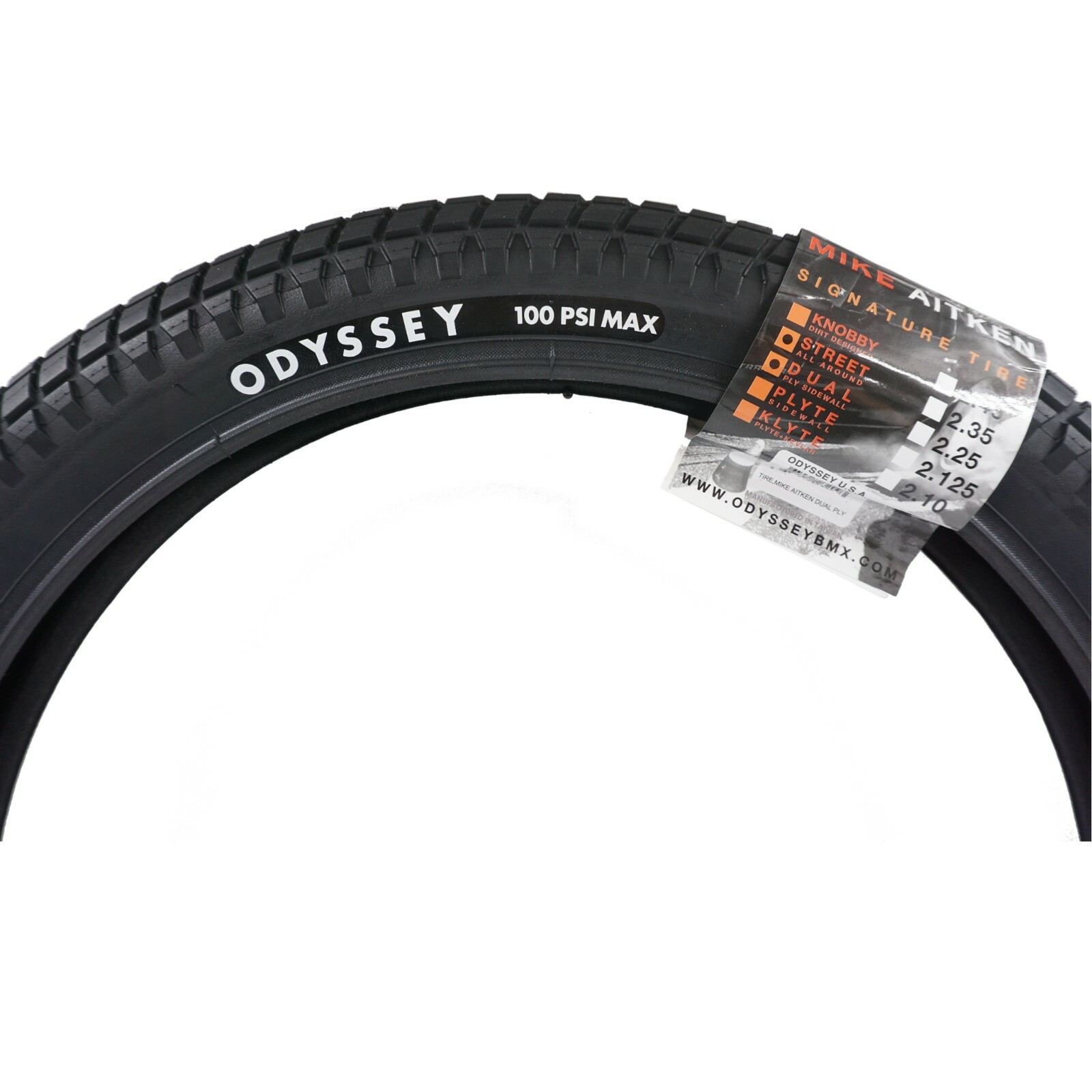 Odyssey Mike Aitken Street Park Dirt 100psi BMX Speed Tire 20x2.25" or 20"x2.45"
