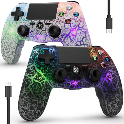 2Pack Controller for PS4, Wireless Controller for PC, RGB Lighting, Double Shock
