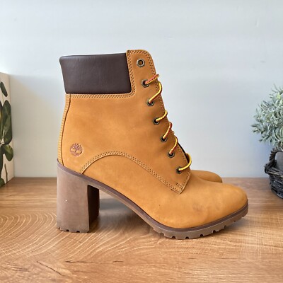 Timberland Allington 6 Inch Ankle Boots Heel Lace Natural Tan Women's Size 9