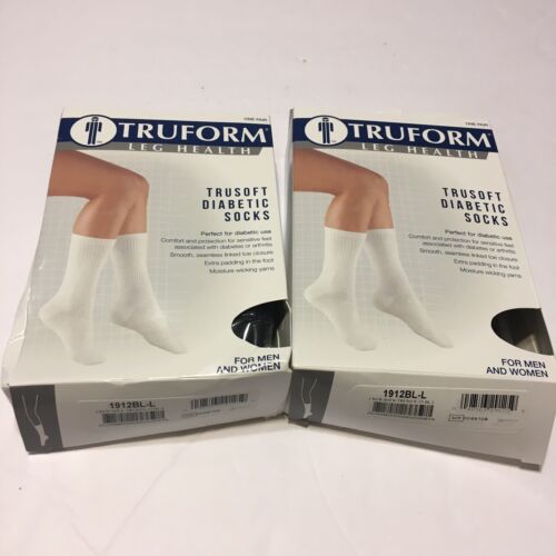 truform leg diabetic compression socks crew length black sz la...