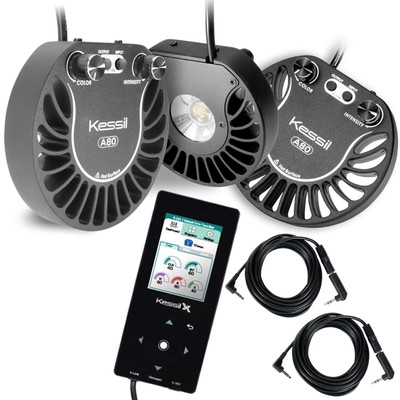 3x Kessil A80 Tuna Blue LED Lights & Spectral Controller X & 2 Link Cable Bundle