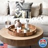 20 Inch Extra Large Round Serving Tray HeavyDuty Acacia Wood Tray for Oversized Ottoman Coffee Table and Counter Giant Decorative Organizational Tray Extensive Kitchen Serveware