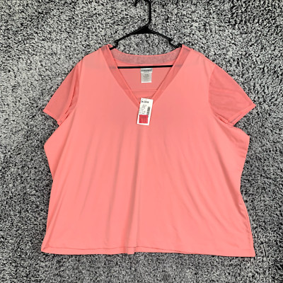 Fashion Bug Shirt Womens Plus 26/28 Coral Blouse Shear Sleeve Bohemian Barbie