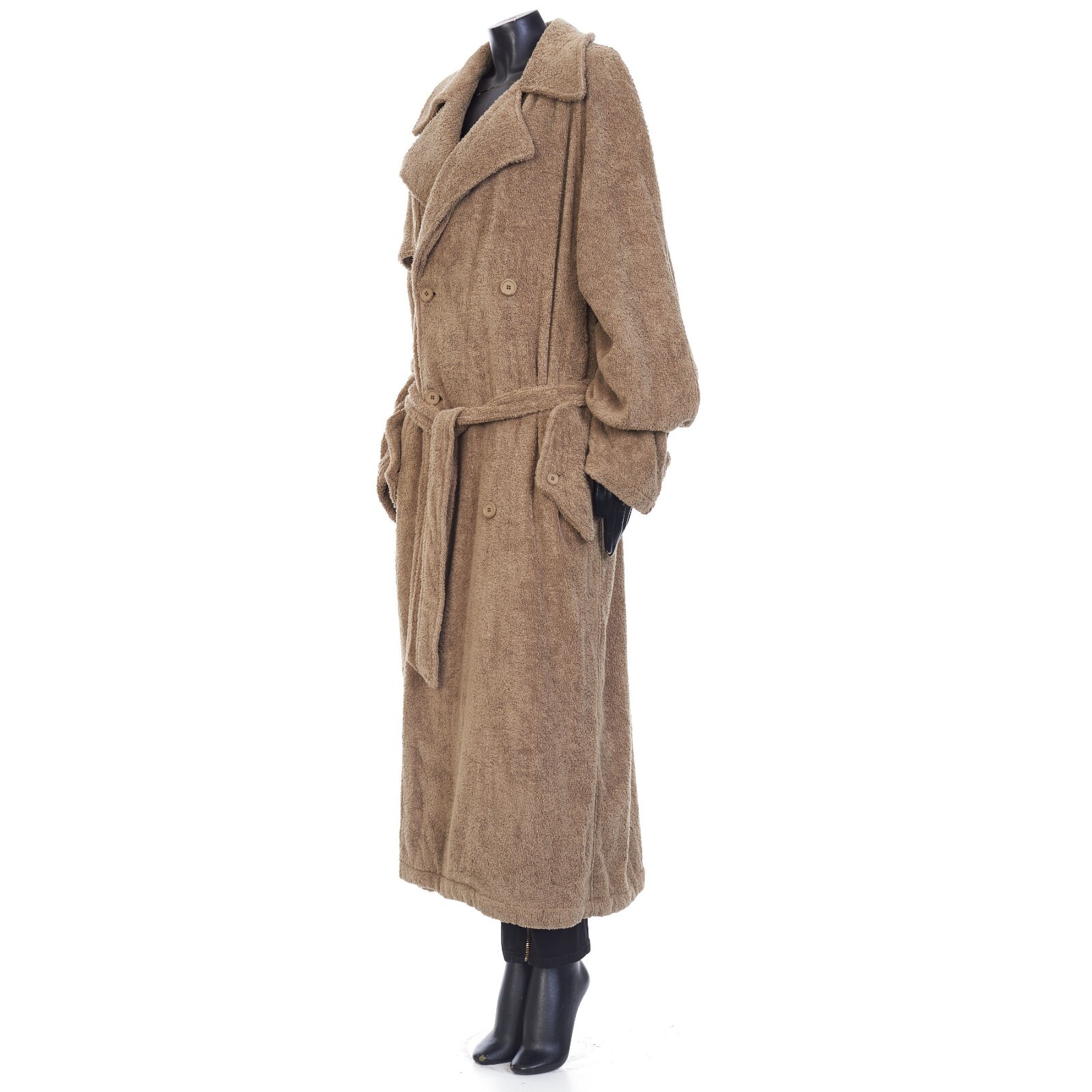 Pre-owned Balenciaga 2790$ Double-breasted Towel Trench Coat In Neutral Beige