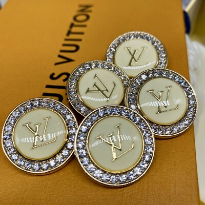 Set Lot of 5 Louis Vuitton 22 mm LV Logo Button Buttons Steel