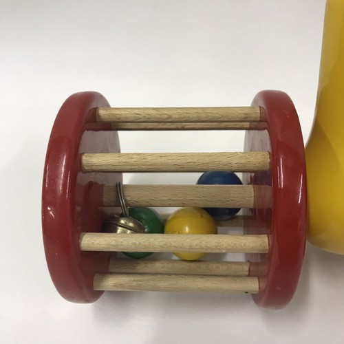 Vtg KOUVALIAS Double Wheel Wooden Greek Push Pull Roller Toy Made in Greece A5