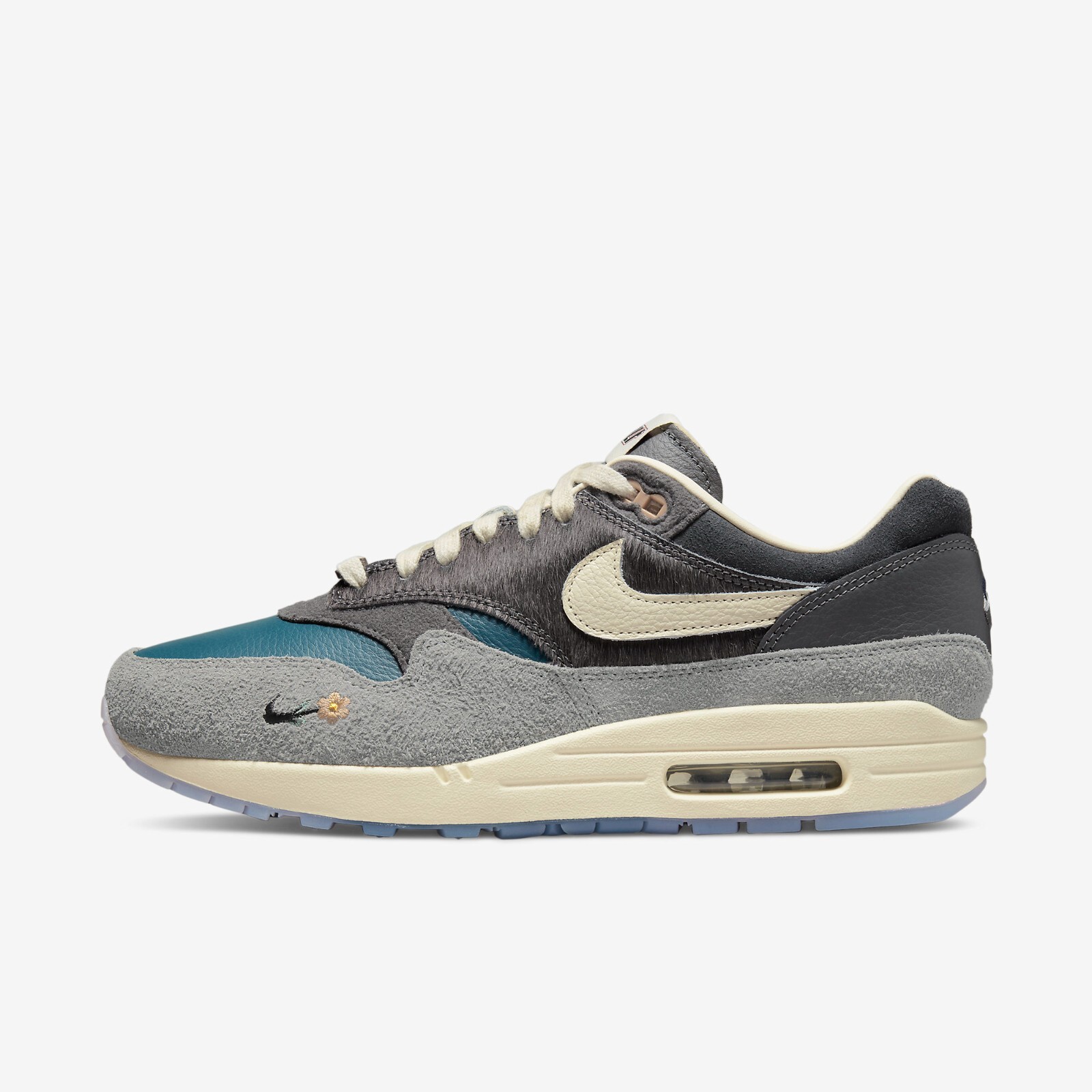 

Мужские кроссовки Nike x Kasina Air Max 1 SP Won-Ang Particle Grey DQ8475-001, Particle grey/dark teal green, Nike x Kasina Air Max 1 SP Won-Ang Particle Grey