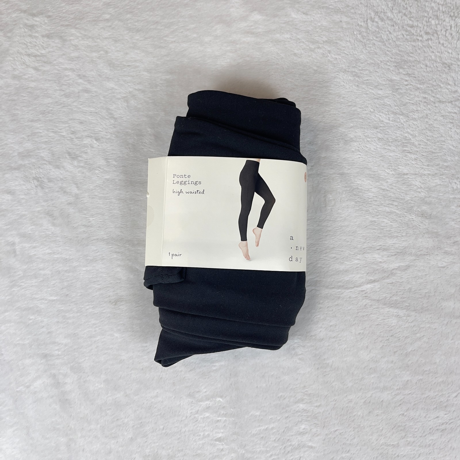 A New Day Ponte Leggings Womens XL Black Stretch Waistband High Waist Skinny Leg