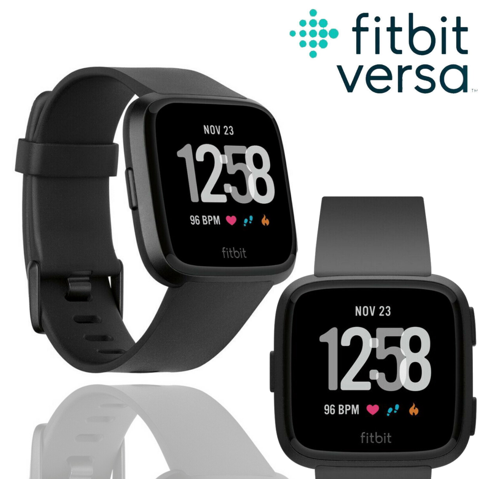 Fitbit Versa Fitness Tracker Watch Heart Rate Sleep Monitor Black Smartwatch | eBay