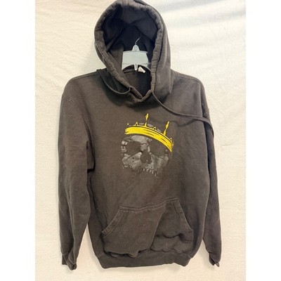 Adjust Your Crown Skull Graphic Hoodie Black Mens Medium Pullover RN 104126