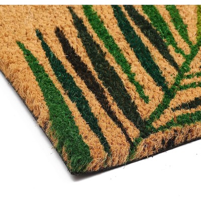 Tropical Coir Door Mat for Outdoor Entrance, Coco Coir Palm Leaf Doormat, 30x17
