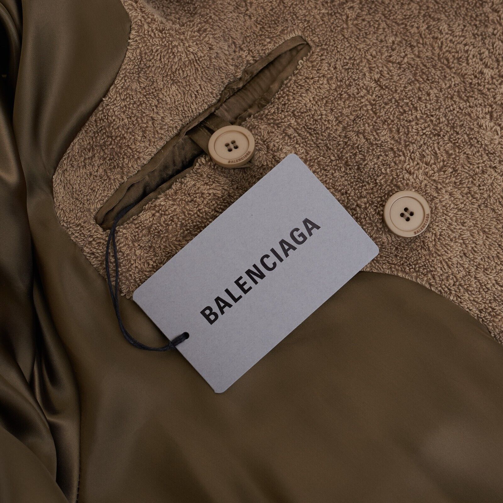 Pre-owned Balenciaga 2790$ Double-breasted Towel Trench Coat In Neutral Beige