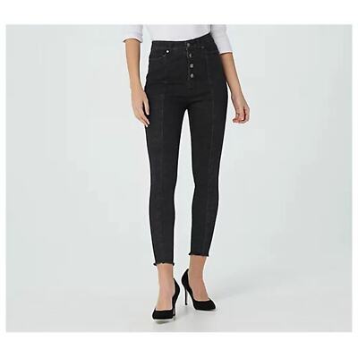 DU JOUR NEW $90 High Rise Jeggings w/ Button Fly in Black Size 4