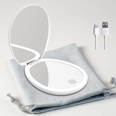 FUNTOUCH Pocket Mirror with Lights for PurseCompact Travel Mirror 1X10X Magni...