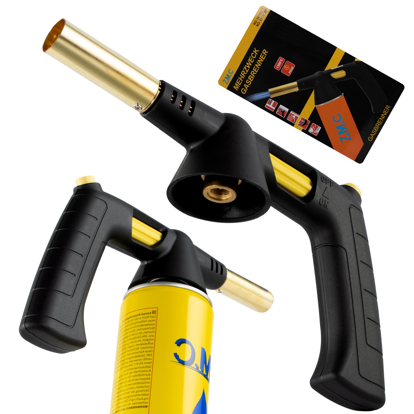 Kit Bruciatore A Gas 2.5 KW Con 8 Cartucce 227g | Spara Fiamma Per Diserbo E Saldatura | Accensione Piezo Integrata | Fiamma Regolabile Fino A 1300°C