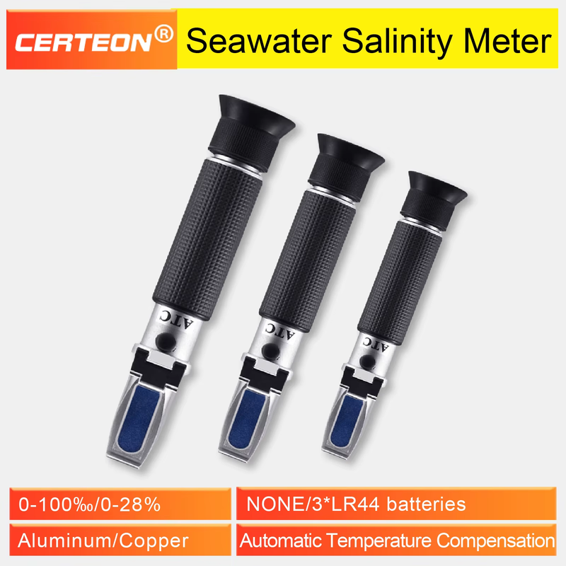 ATC Digital Salinity 0-28% 0-100‰ Meter Aquarium Tester Seawater Refractometer S