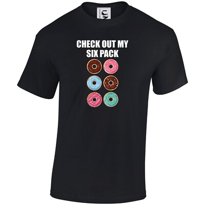 Check Out My Six Pack T-shirt Funny Doughnut Ironic Novelty Top Adults Teens Kid