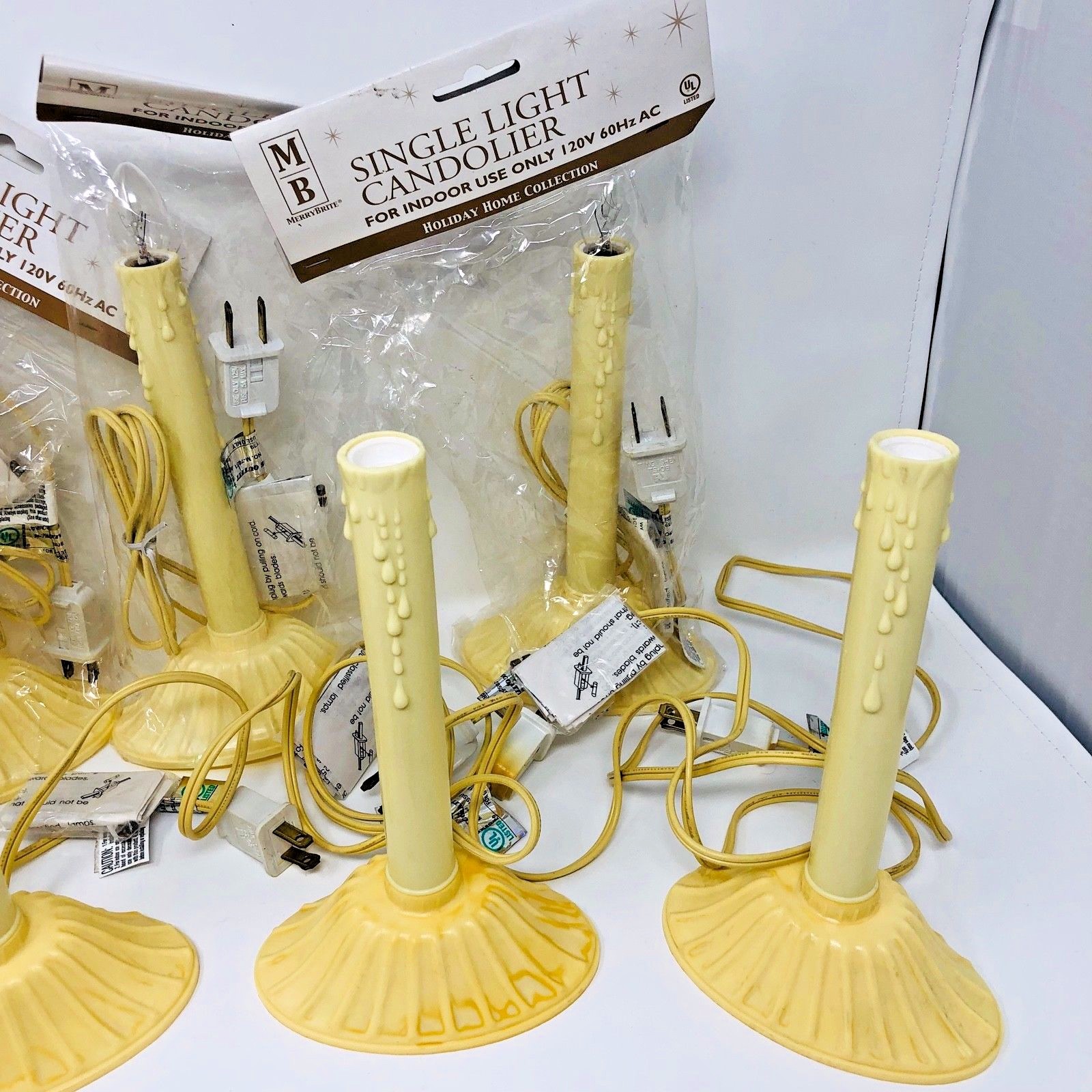 Vintage Christmas Electric Window Candles Lot 8 and Candle Window Clamps