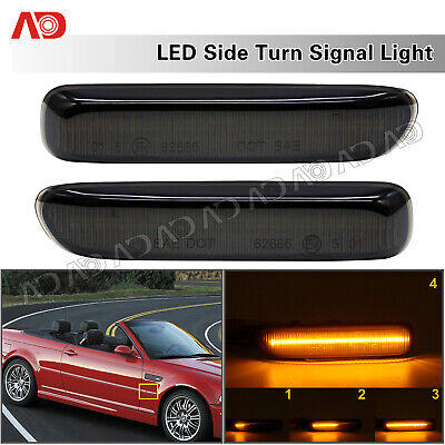 2X Sequential LED Side Marker Light Smoked For 98-06  BMW E46 Coupe Convertible