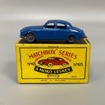 NO 65A JAGUAR 3.4 LITRE BLUE MATCHBOX SERIES LESNEY TOYS VINTAGE SPORTS CAR