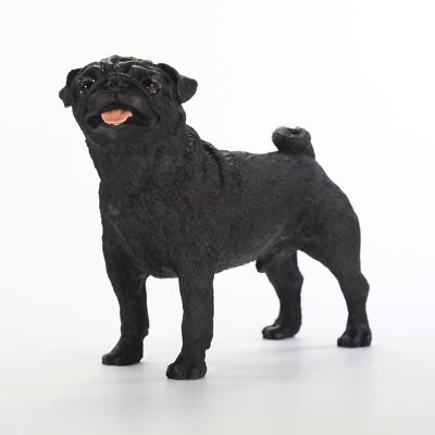 Pug Figurine Hand Painted Collectible Statue Black