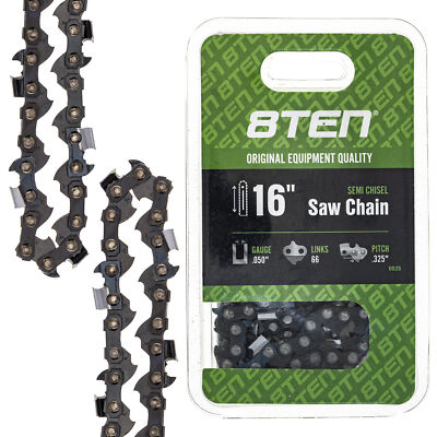 8TEN Chainsaw Chain for 16 Inch Bar .050 Gauge .325 Pitch 66 DL Echo Husqvarna