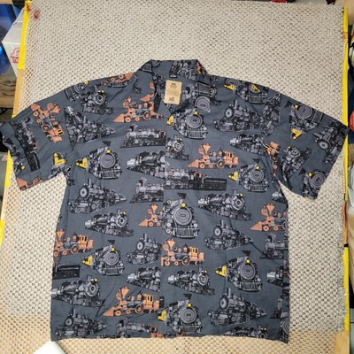 Mens Rail Road Steam Engines Locomotive David Carey Trains Size3X Graphic Shirt