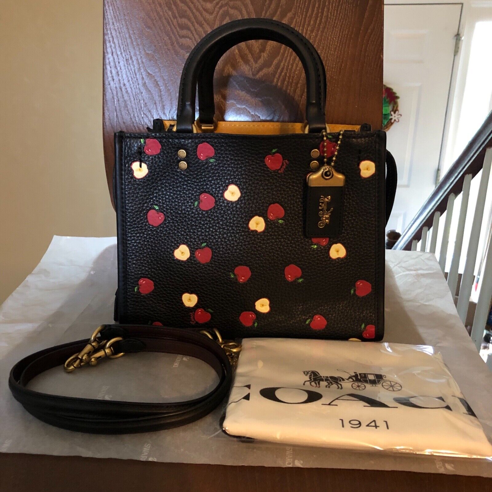 Coach 1941 ROGUE 25 Red Apple Print Black - JAPAN Exclusive Coach 1941 ROGUE 25 Red Apple Print Black - JAPAN Exclusive