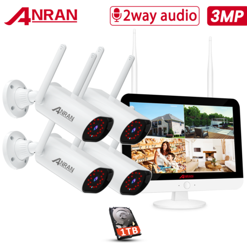 ANRAN Wireless Security Camera System Home Outdoor CCTV 2K WiFi 1TB 2way Audio